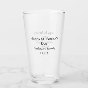 Happy st. Patrick's day name family place simple g Glass