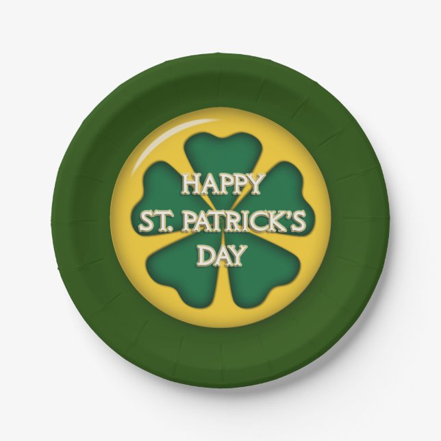 Happy St. Patrick's Day Paper Plate (Front)
