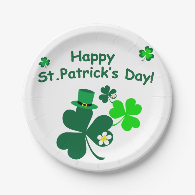 Happy St. Patrick's Day Paper Plate (Front)