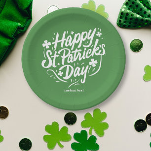 Happy St Patricks Day Party Custom Irish Shamrocks Paper Plate