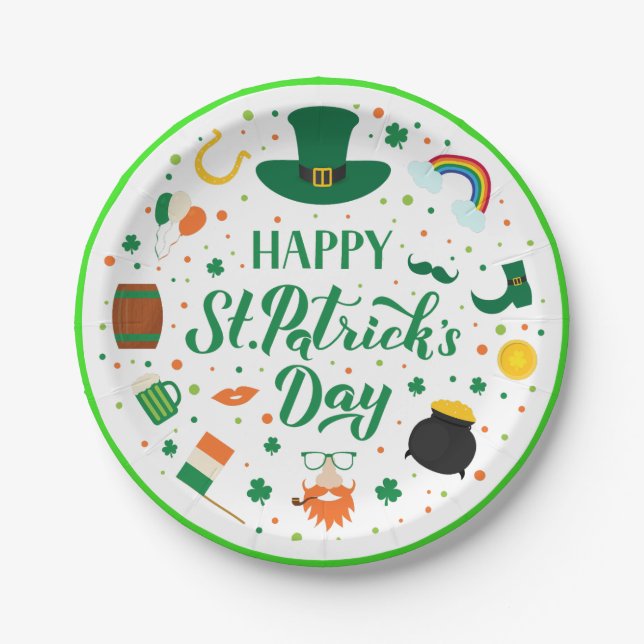 Happy St. Patrick's Day Party Paper Plate (Front)