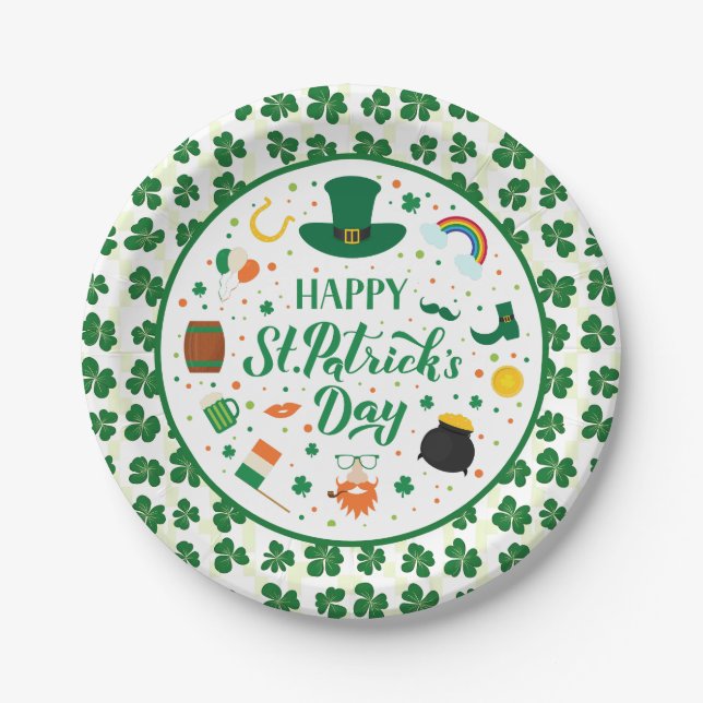 Happy St. Patrick's Day Party Paper Plate (Front)