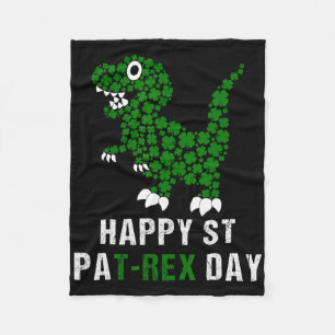 Happy St Patricks Day Patrex T-rex Dinosaur Funny  Fleece Blanket