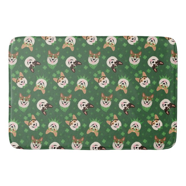 Happy St Patricks Day Pembroke Welsh Corgi Dogs Bath Mat (Front)