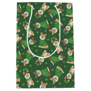 Happy St Patricks Day Pembroke Welsh Corgi Dogs Medium Gift Bag