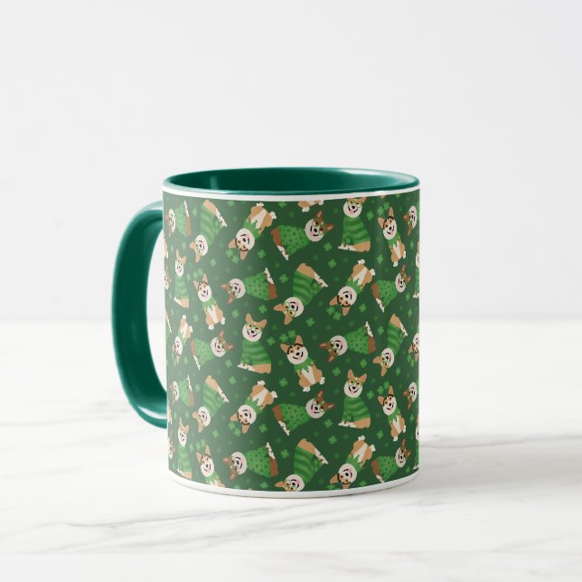 Happy St Patricks Day Pembroke Welsh Corgi Dogs Mug (Front Left)