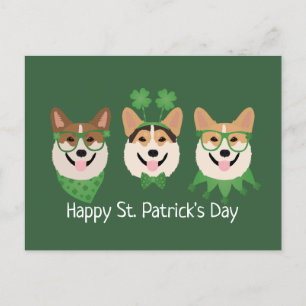 Happy St Patricks Day Pembroke Welsh Corgi Dogs Postcard
