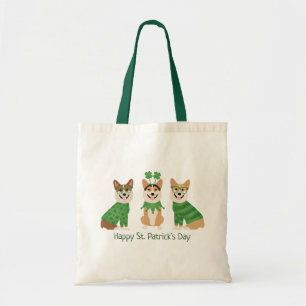 Happy St Patricks Day Pembroke Welsh Corgi Dogs Tote Bag