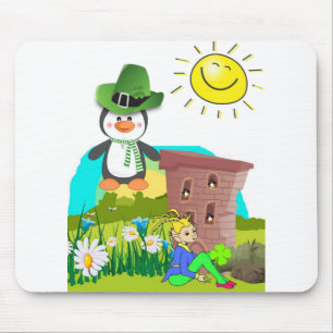 happy st. patrick's day penguin leprechaun mouse mat