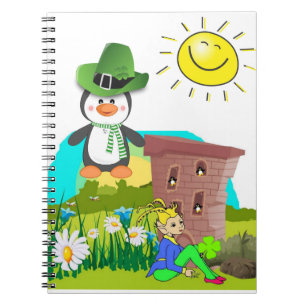 happy st. patrick's day penguin leprechaun notebook