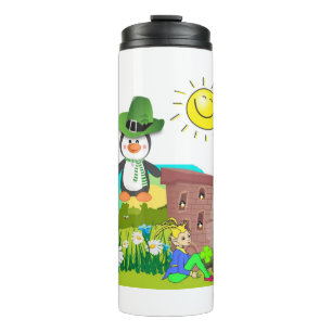 happy st. patrick's day penguin leprechaun thermal tumbler