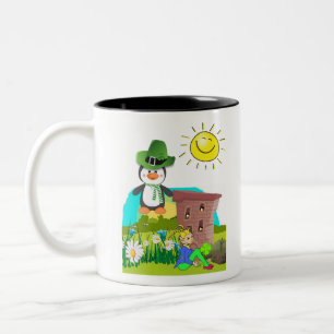 happy st. patrick's day penguin leprechaun Two-Tone coffee mug
