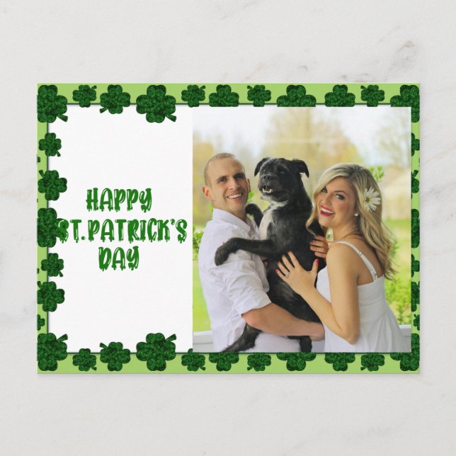 Happy St Patrick's Day Personalised Family Photo Holiday Postcard (Front)