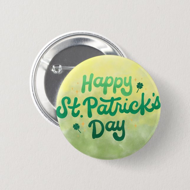 Happy St. Patrick's Day Pin Button (Front & Back)
