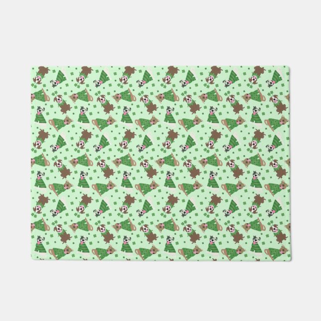 Happy St Patricks Day Pit Bull Dogs Doormat (Front)