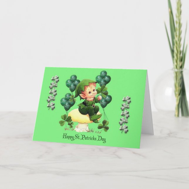 Happy St. Patrick's Day Pot of Gold and Rainbow Card (Front)