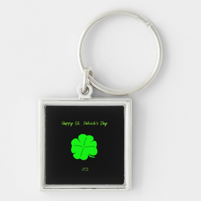 Happy St.  Patrick's Day Premium Square Key Chain (Front)