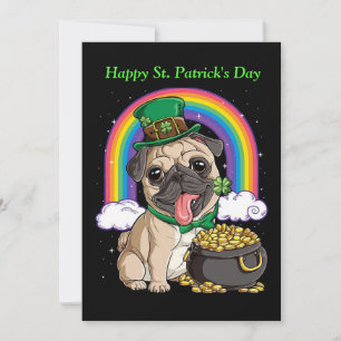 Happy St. Patrick's Day Pug dog invitation