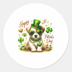 Happy St Patricks Day Puppy Toddler T Shirt Classic Round Sticker