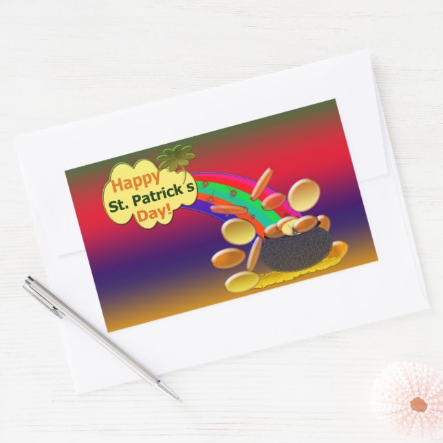 Happy St. Patrick's Day Rainbow  Rectangular Sticker (Envelope)