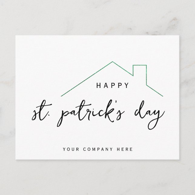 Happy St. Patrick's Day Realty House  Postcard (Front)