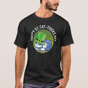 Happy St Patricks Day Retro Shamrock Cat Lover Iri T-Shirt