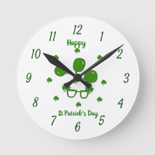 Happy St Patrick's Day Round Clock