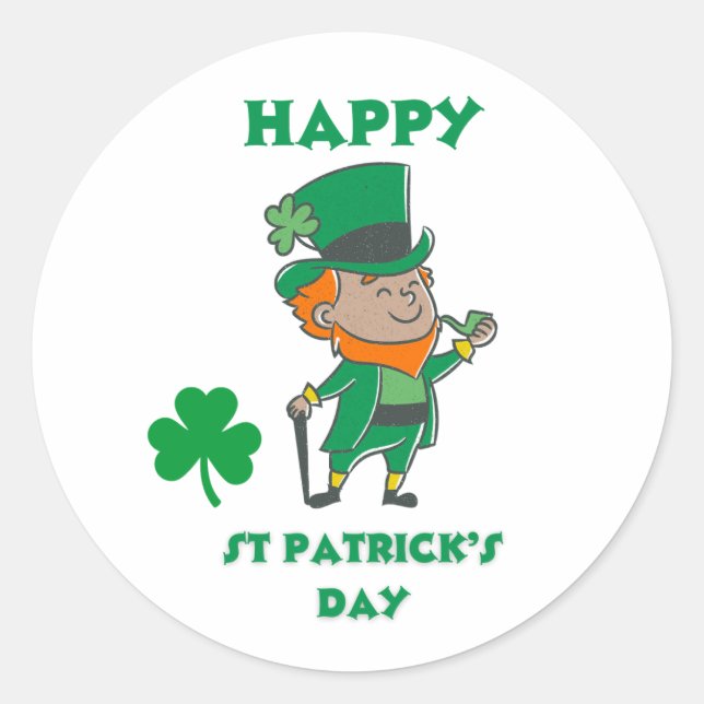 Happy St Patrick's Day Round Sticker (Front)