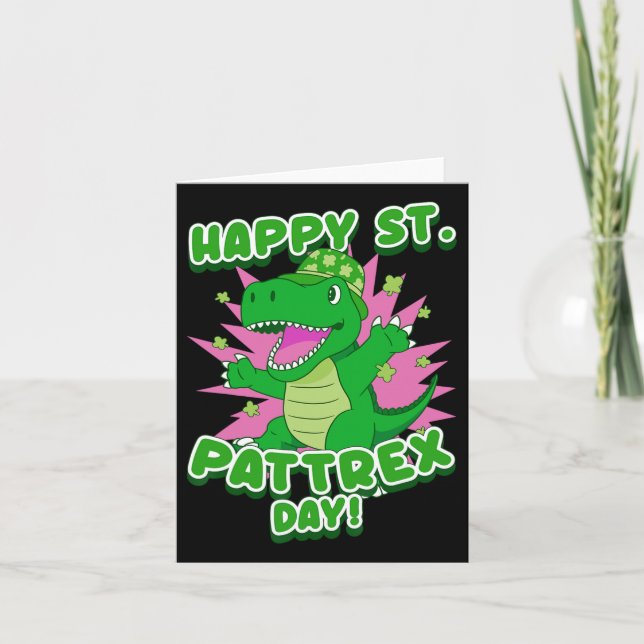 Happy St. Patricks Day Saint Paddy Day Dinosaur Lo Card (Front)