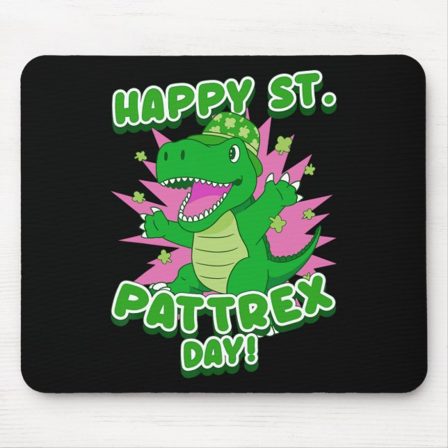 Happy St. Patricks Day Saint Paddy Day Dinosaur Lo Mouse Mat (Front)