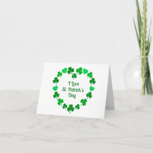 Happy St. Patrick's Day Shamrock and Heart Wreath Card