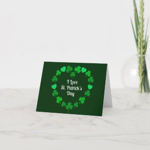 Happy St. Patrick's Day Shamrock and Heart Wreath Card