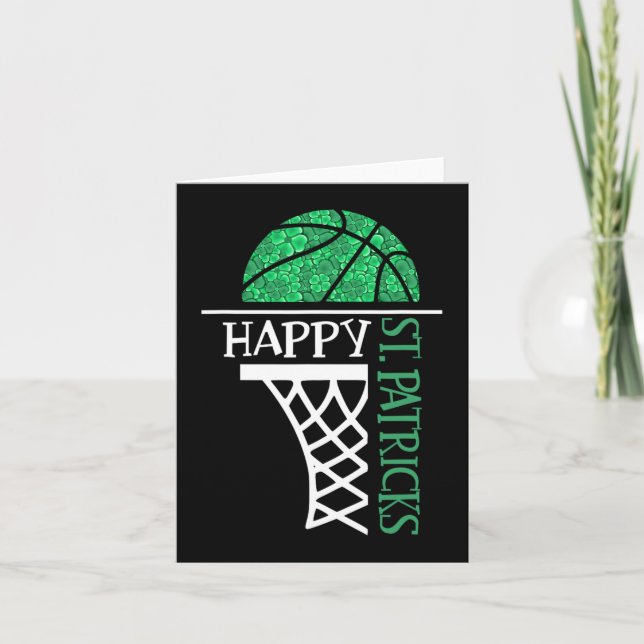 Happy St Patricks Day Shamrock basketball player n Card (Front)