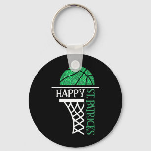 Happy St Patricks Day Shamrock basketball player n Key Ring
