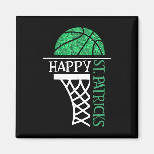 Happy St Patricks Day Shamrock basketball player n Magnet