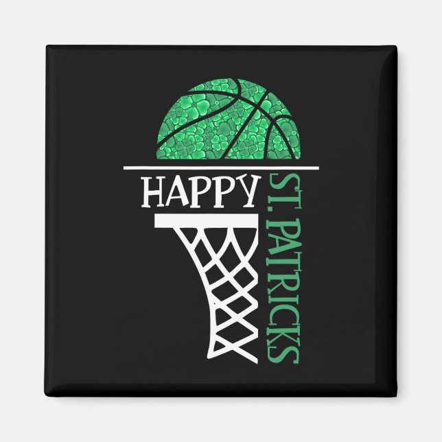 Happy St Patricks Day Shamrock basketball player n Magnet (Front)