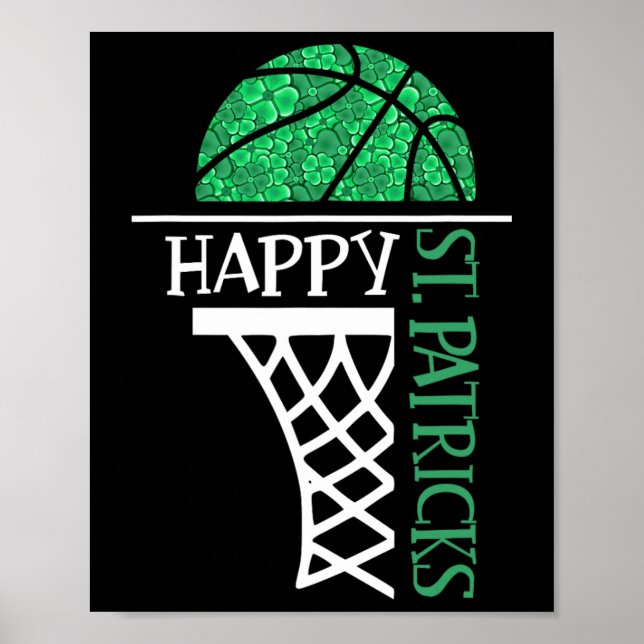 Happy St Patricks Day Shamrock basketball player n Poster (Front)