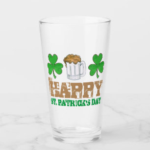 Happy St. Patrick's Day Shamrock Clover Beer Glass