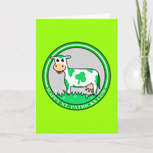 Happy St. Patrick's Day Shamrock Cow Card