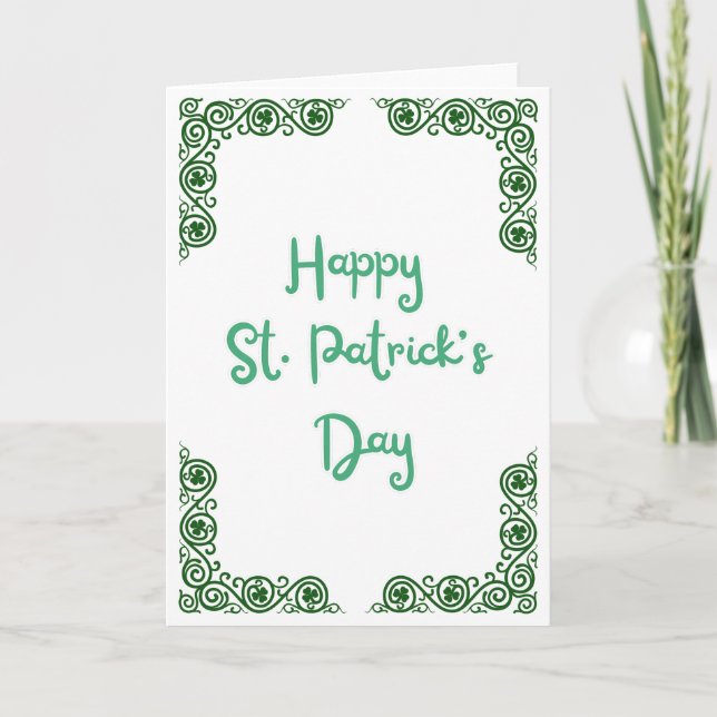 Happy St Patricks Day - Shamrock Frame Holiday Card (Front)