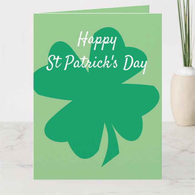 Happy St Patrick's Day Shamrock Leaf Irish Custom Card (Front)