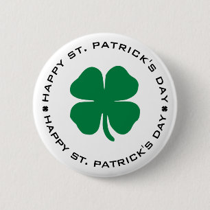 Happy St. Patrick's Day Shamrock Lucky Charm 6 Cm Round Badge