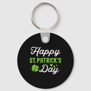 Happy St Patricks Day Shamrock Lucky Girl Womens Key Ring