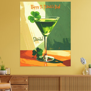 Happy St. Patrick's Day Shamrock Martini  Canvas Print