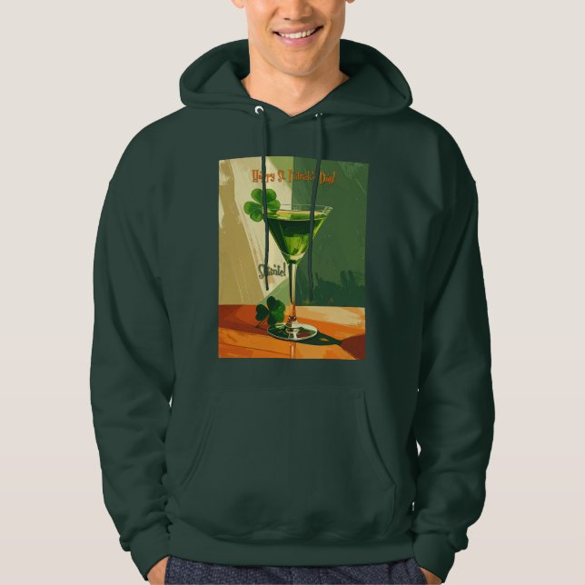 Happy St. Patrick's Day Shamrock Martini  Hoodie (Front)