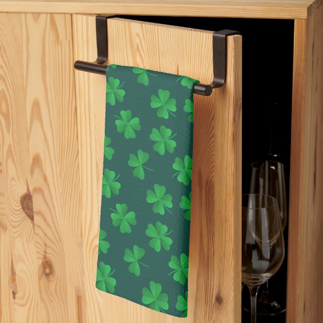 HAPPY ST. PATRICK'S DAY Shamrock Pattern Kitchen T Tea Towel (Thirds Fold)