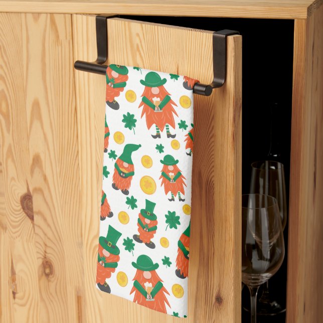 HAPPY ST. PATRICK'S DAY Shamrock Pattern Tea Towel (Thirds Fold)