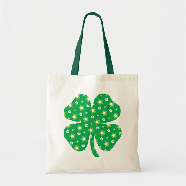 Happy St. Patrick's Day | Shamrock Pattern Tote Bag (Front)