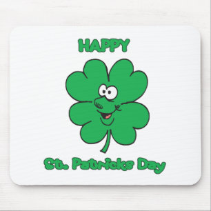 Happy St Patricks Day Shamrock Smilie Mouse Mat