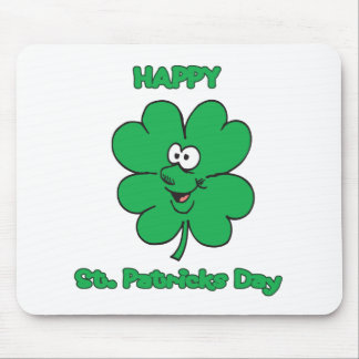 Happy St Patricks Day Shamrock Smilie Mouse Mat